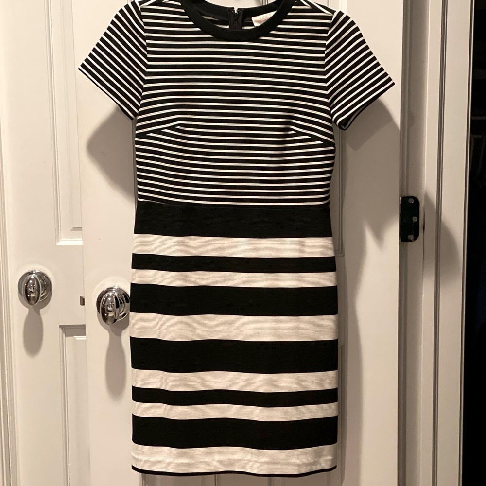 LOFT - black and white stripped dress